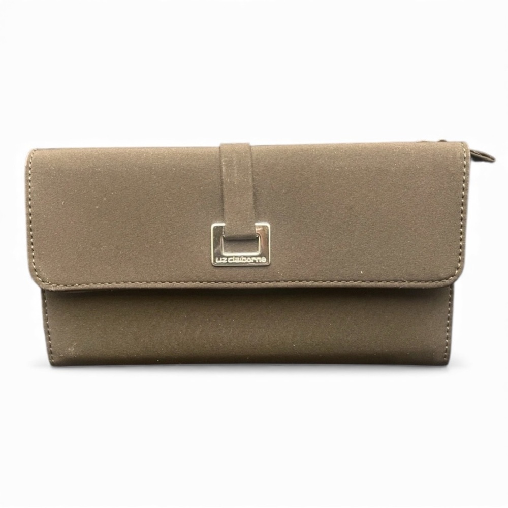 Liz Claiborne Trifold Envelop Wallet Nylon Chocolate Brown Card Holder NWOT - Picture 8 of 9